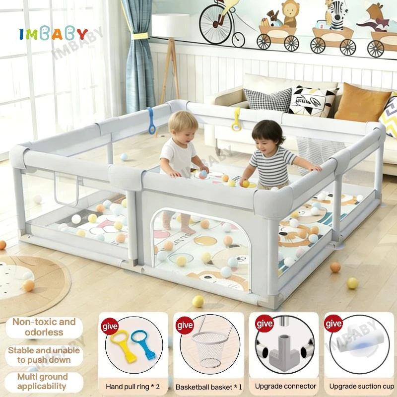 

IMBABY 150/180/160/200cm Upgraded Kids Safety Playpen | Large Square Ball Pit, Children's Indoor Outdoor Playground Toy