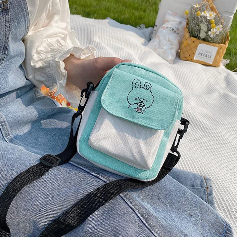 

Women’s Cartoon Printed Canvas Phone Bag Fashion Casual Shoulder Messenger Handbag