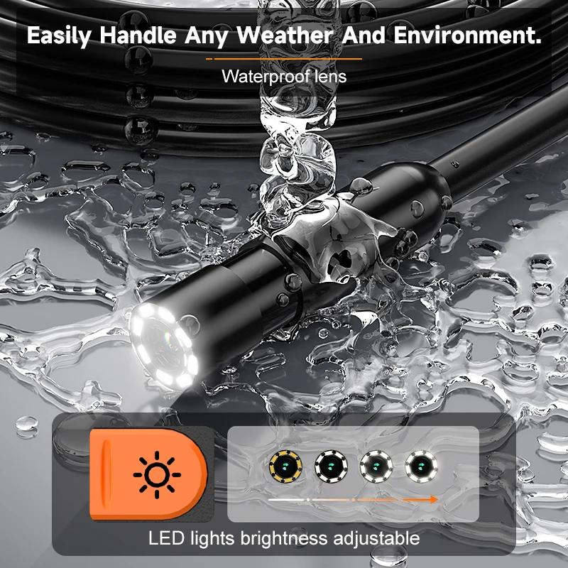 산업용 내시경 자동차 검사 내시경 배관 카메라 4.3인치 IPS 스크린 방수 HD1080P 8MM 프로브(8LED 포함)