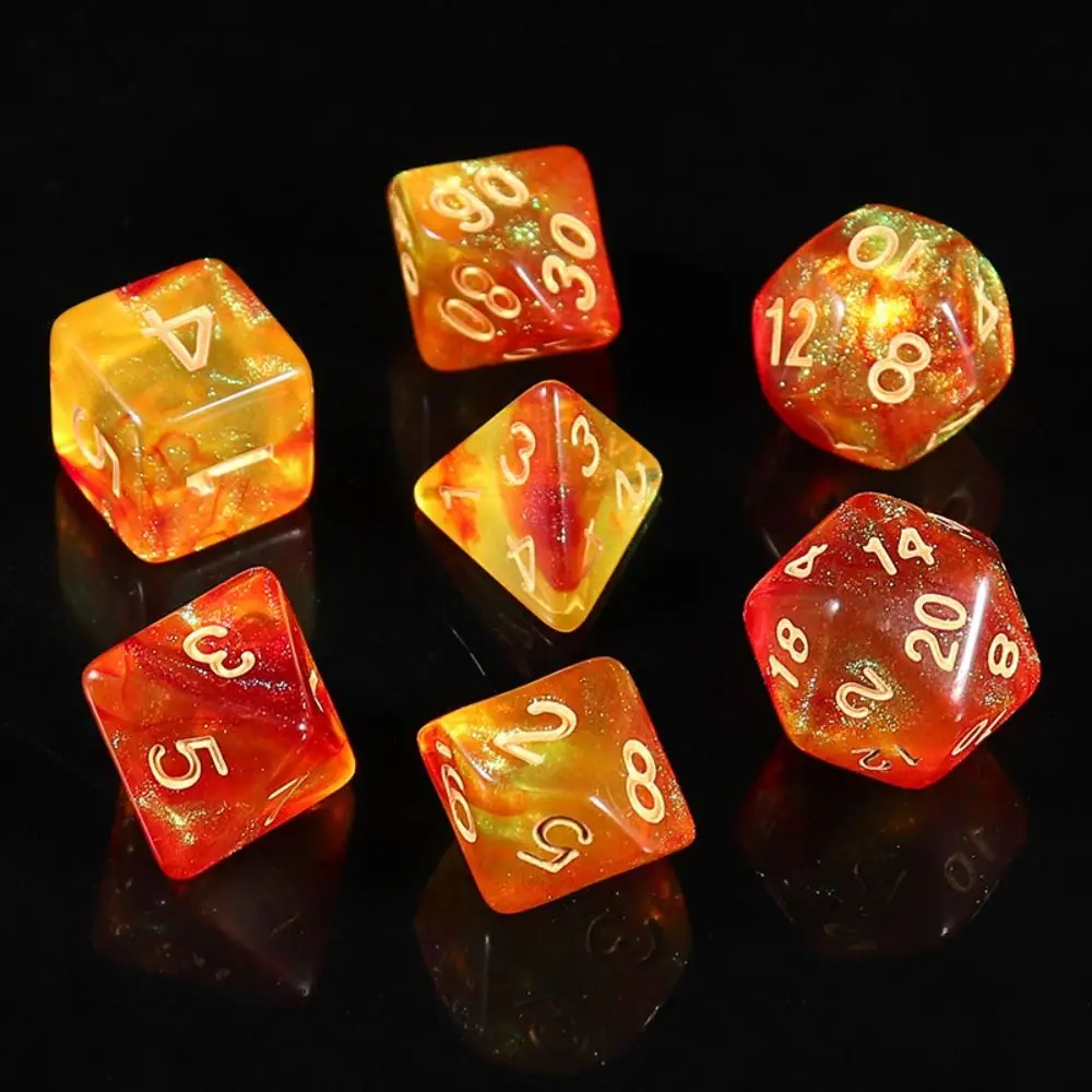 

7PCS/Set Double-Colors Pearlescent Dice Digital Pearlized Acrylic Dice Glitter Durable Mixed Color Dice for RPG Dungeons