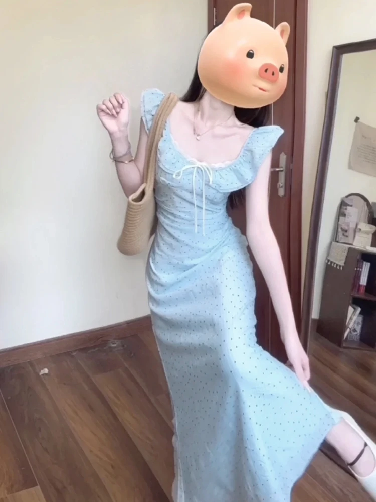 Ele Summer Dr – jupe trapèze taille haute pour femmes, douce robe japonaise sans Sve ronde Ne pour jeunes femmes