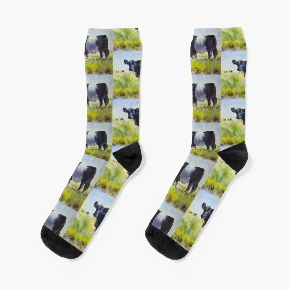 

Belted Galloway Cow Painting Socks Stockings compression football luxe Hiking boots Socks For Girls Men's