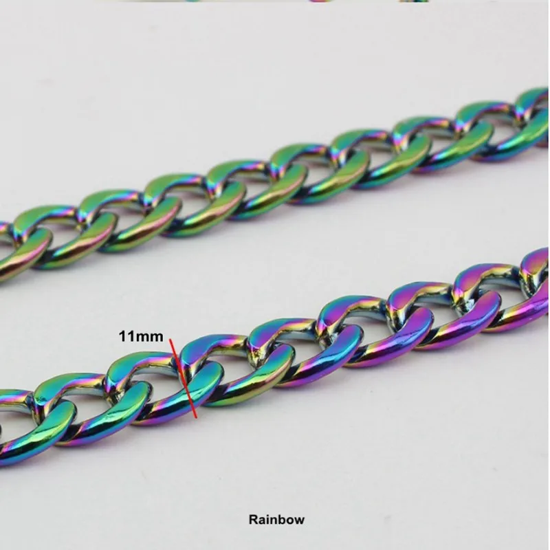 60cm-130cm High quality width 11mm Rainbow Chains Shoulder Straps for Handbags Purses Bags Strap Replacement Handle Accessories