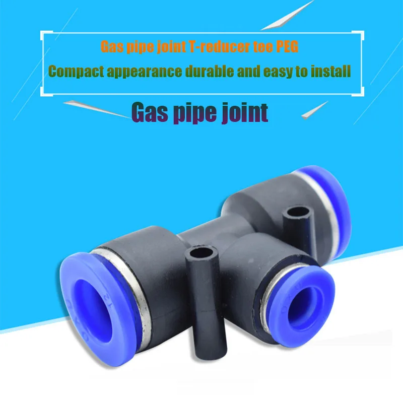 

4 Pcs PEG Pneumatic Air Connector Quick Fitting Tee Reducer 3 Way T-shaped Plastic Pipe Hose Connector 4/6/8/10/12mm