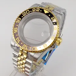 40mm Two Tone Silver Gold Watch Case for NH34 NH35 NH36 NH37 NH38 NH70 NH72 Movt Sapphire Glass 316L Bracelet