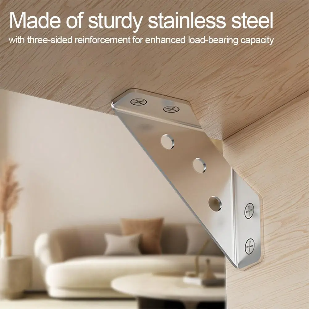 Stainless Steel Corner Bracket 90 Degree Right Angle Code With Screws Heavy Duty Three-Way Furniture Connector Fixed Support