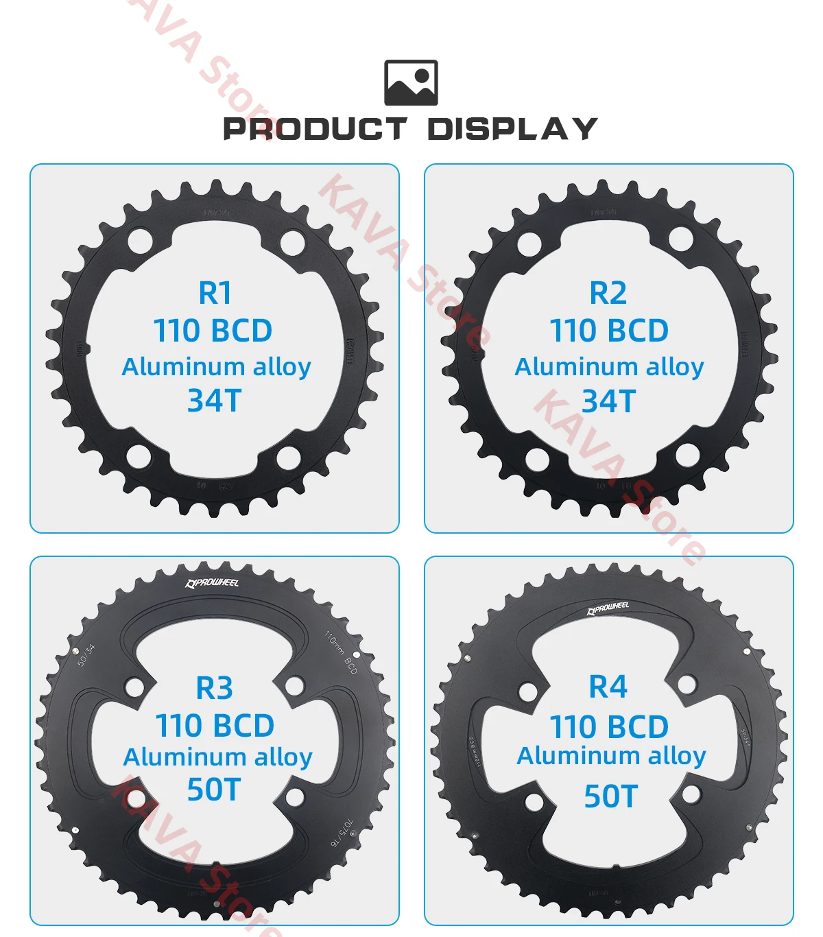 PROWHEEL Rennrad Kettenräder 110/130BCD Kurbelgarnitur Kettenblatt 34/39/50/53T Kettenblatt 8/9/10/11/12 Geschwindigkeit Fahrrad Zahnplatte Teile – Detail 8