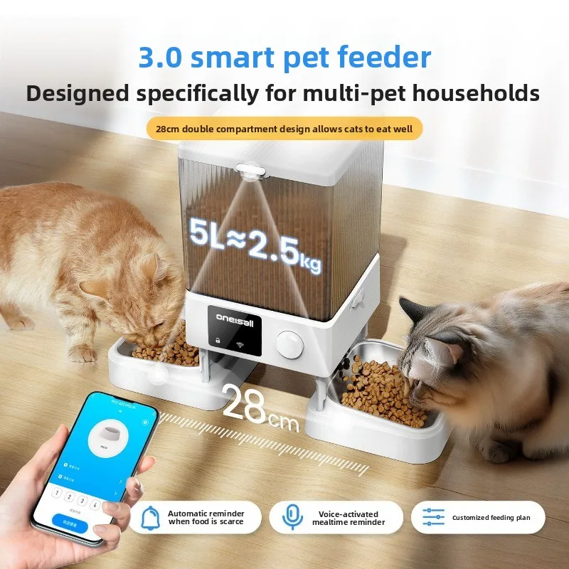 Quantitative Double Bowl Remote Setup Pet Automatic Feeder