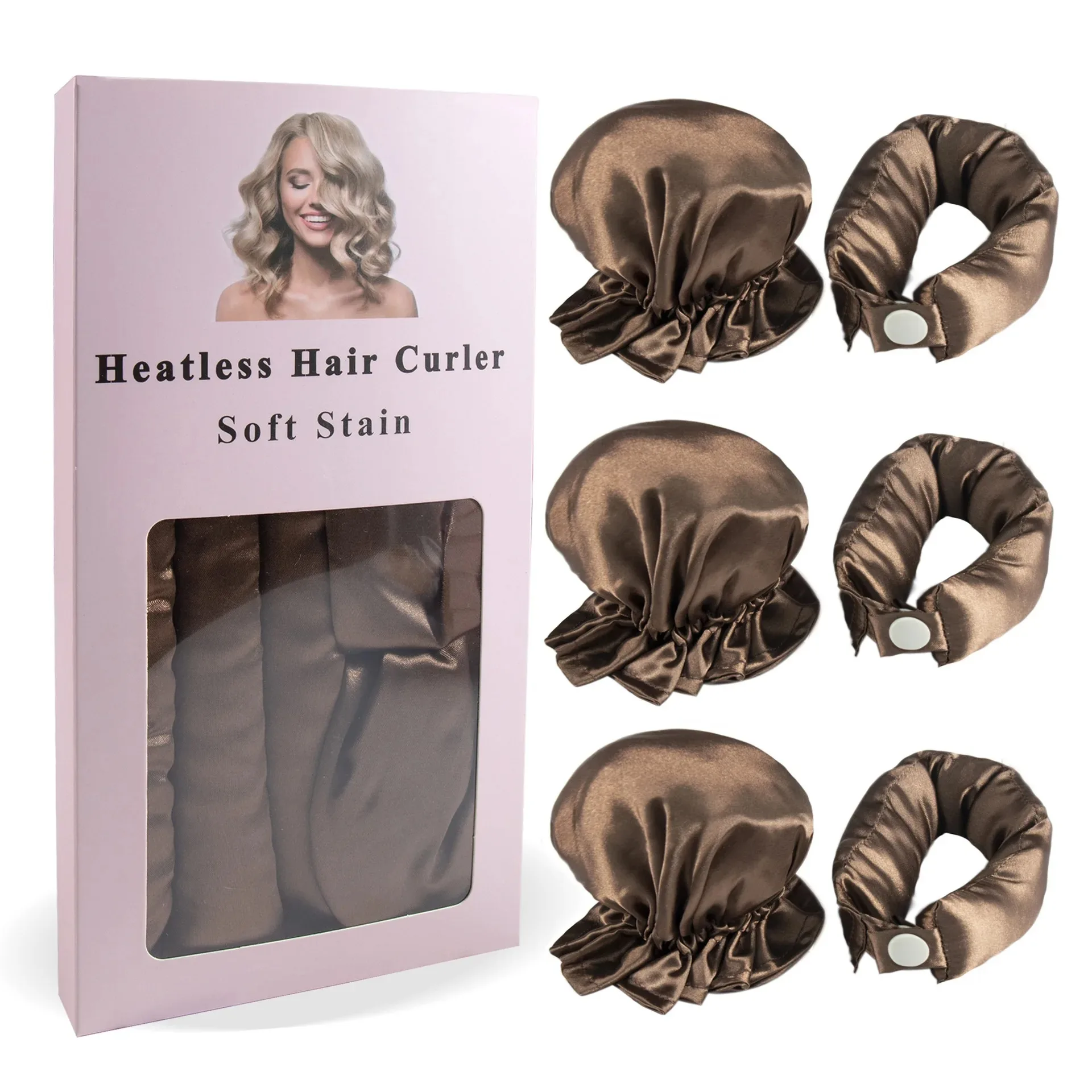 3-teiliges Satin-Lockenband ohne Hitze mit Haarkappen, Weiches Über-Nacht-Lockenband für langes Haar, DIY-Haarstyling-Werkzeuge – Detail 10