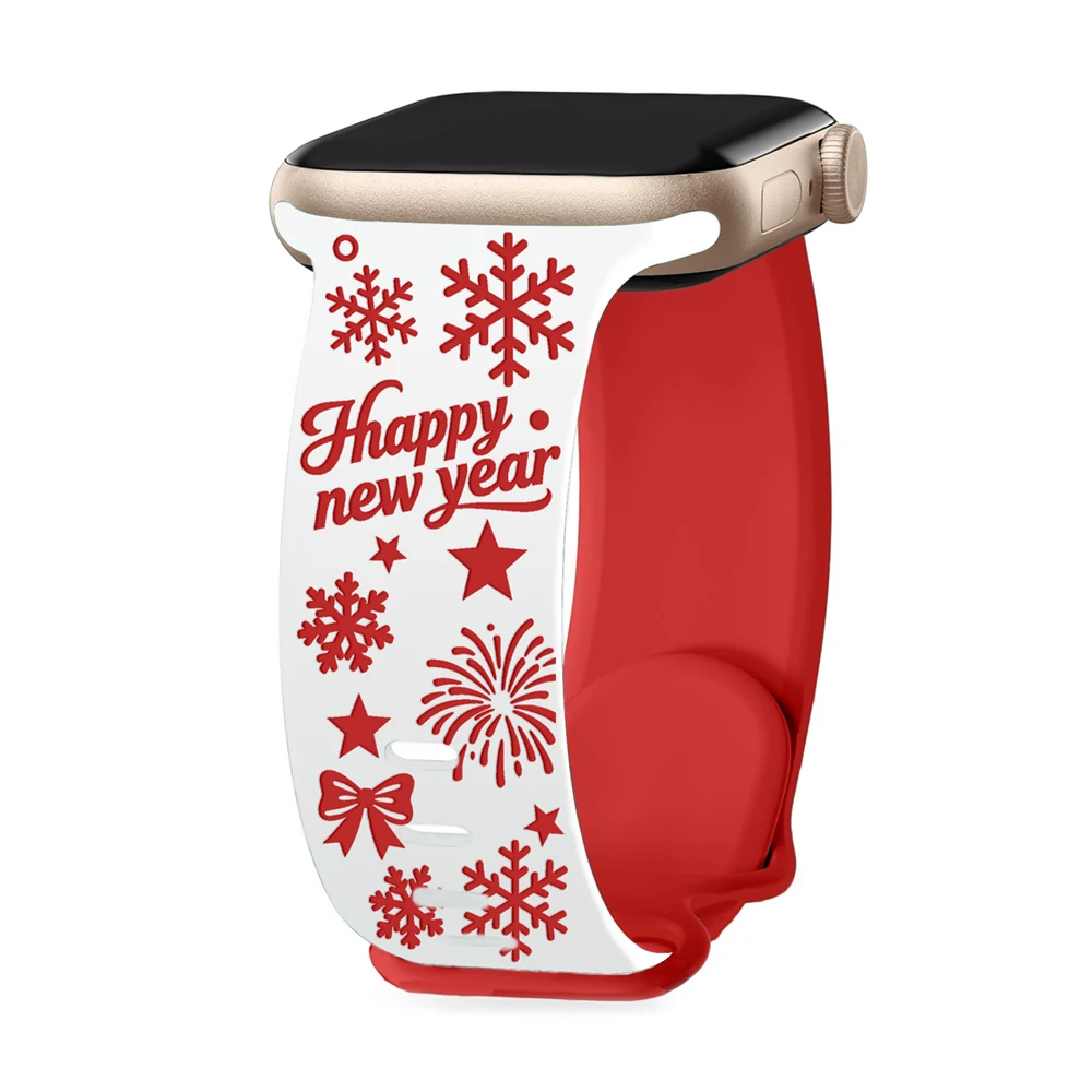 حزام منقوش لساعة أبل 46 مللي متر 44 مللي متر 42 مللي متر 45 مللي متر 41 40 49 مللي متر سوار عيد الميلاد كوريا iWatch سلسلة الترا 3/11/10/9/8/SE #4