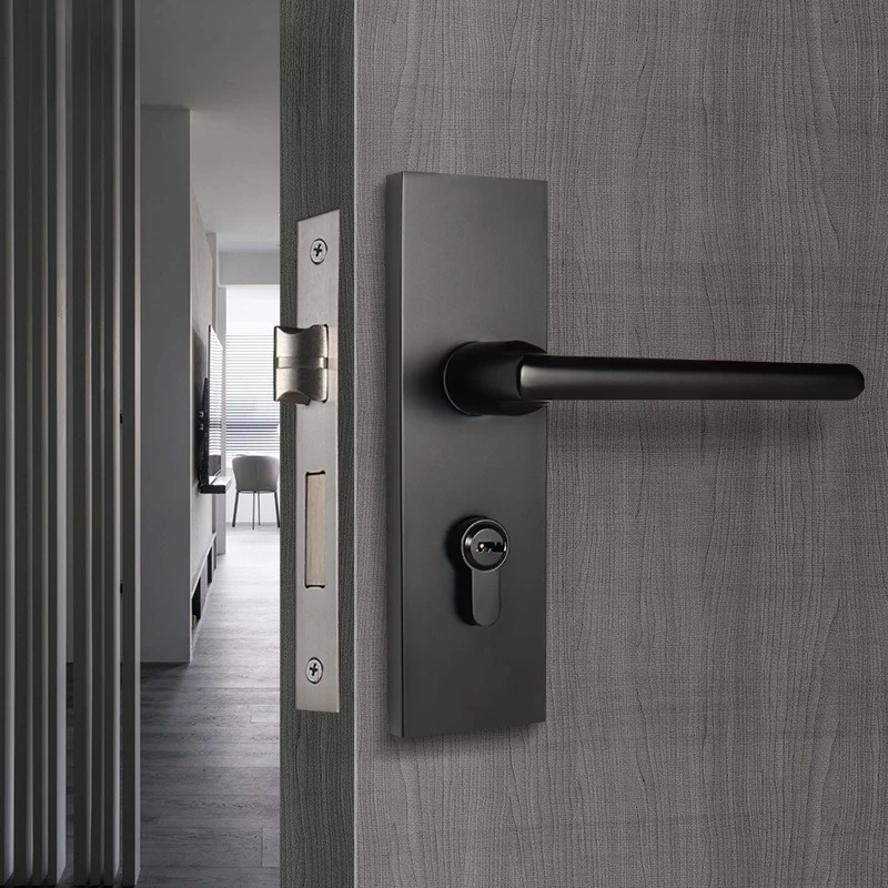 

Room Door Lock Interior Door Lock Bedroom American Black Solid Wood Door Handle Toilet Household Universal Silent Split Lock