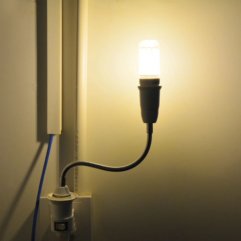 E27 to E27 Flexible Lamp Socket Extender 110V 220V Rotating Base Lamp Holder 20/30/35/50/60cm Extension Converter