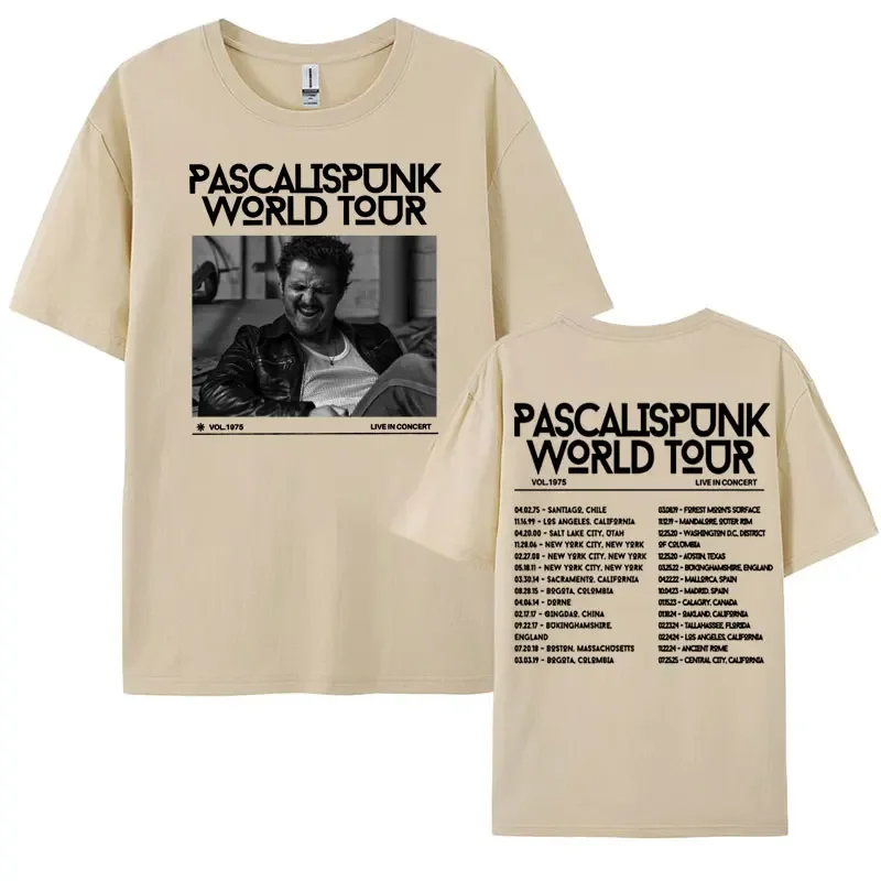 Pedro Pascal World Tour Two Double Sided Graphic T Shirt Men Women Fashion Hip Hop Retro T-shirt Casual O-Neck Oversized Tshirts