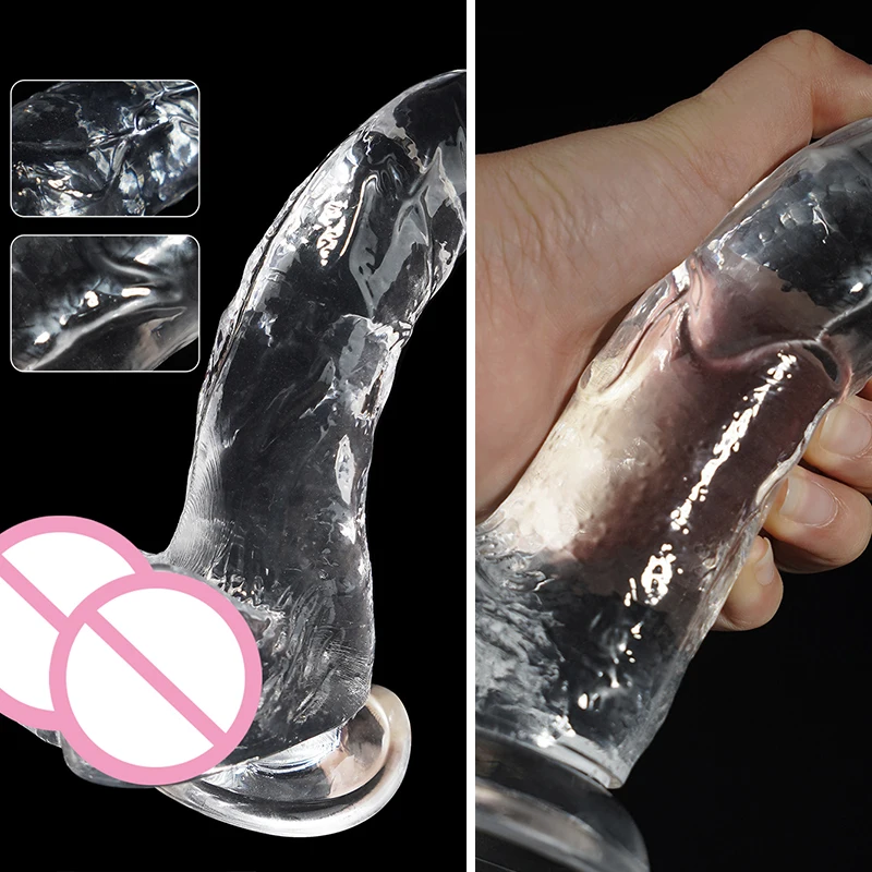 3 Size Realistic Soft Jelly Dildo Suction Cup Penis Transparent Big Dick Female Masturbator Clitoral Stimulator Lesbian Sex Toys