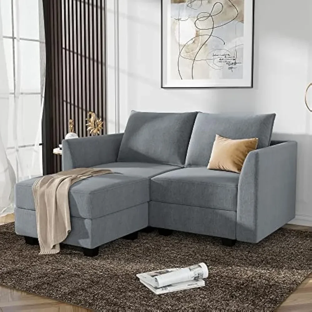 

Modern L Shaped Sectional Sofa for Small Space Fabric Modular Sofa with Chaise Loveseat Sofa with Ottoman and Storage Seat