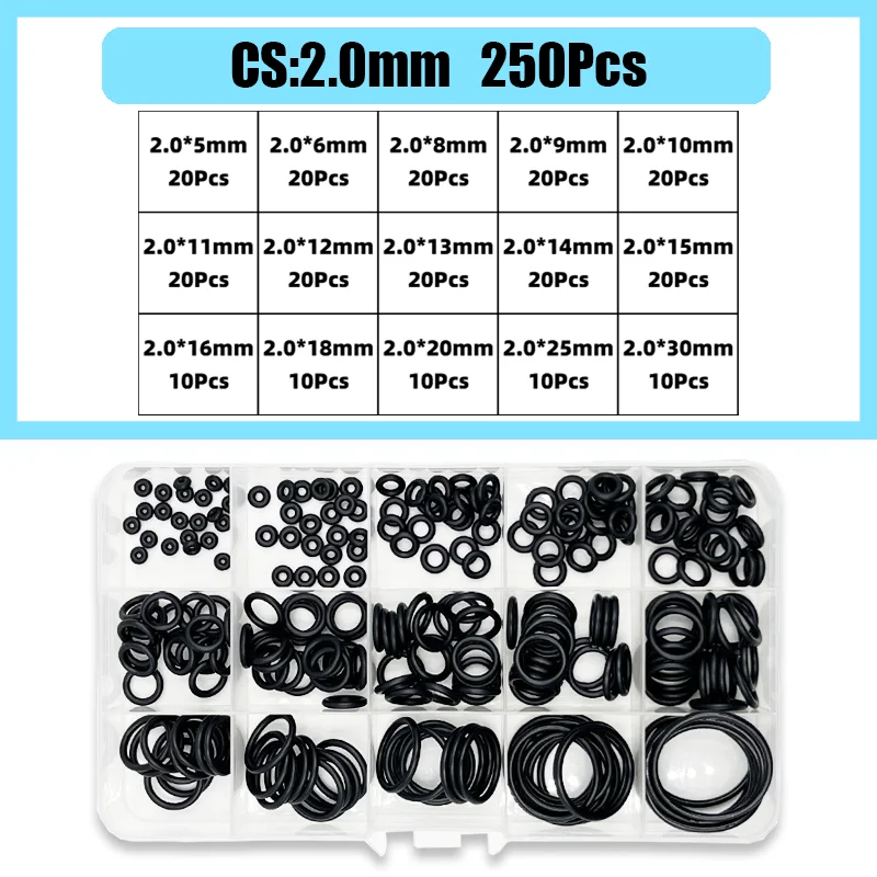 1400-100 Stück O-Ring Gummidichtungen Dichtungsring Set Nitrilkautschuk Hochdruck O-Ringe NBR Dichtung Gummiband O Gummiringe Set – Detail 16