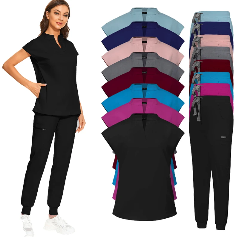 Slanke Medische Uniformen Vrouwen Scrubs Sets Ziekenhuis Chirurgie Tandheelkundige Kliniek Beauty Spa Salon Lab Werkkleding Verpleegsters Accessoires