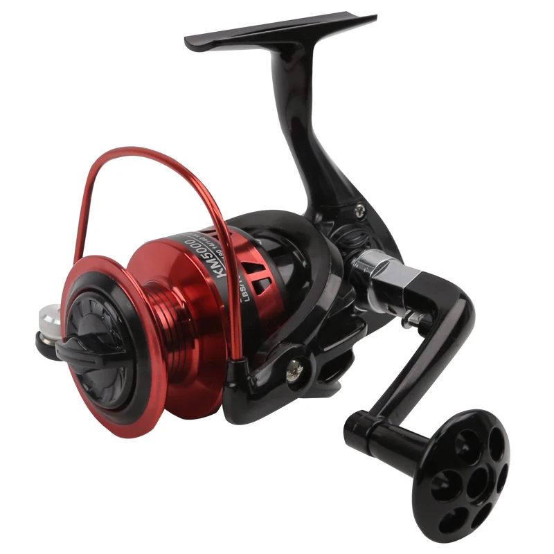 Carrete giratorio negro-rojo 1000-7000 para pesca de invierno
