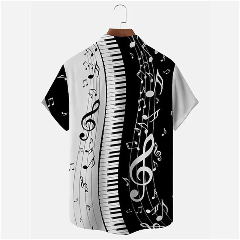 Fashion Music Hawaiian Men\'s Shirts For Man Clothing Y2k Vintage Short Sleeve 3D Printing Design High-quality Clothes Men