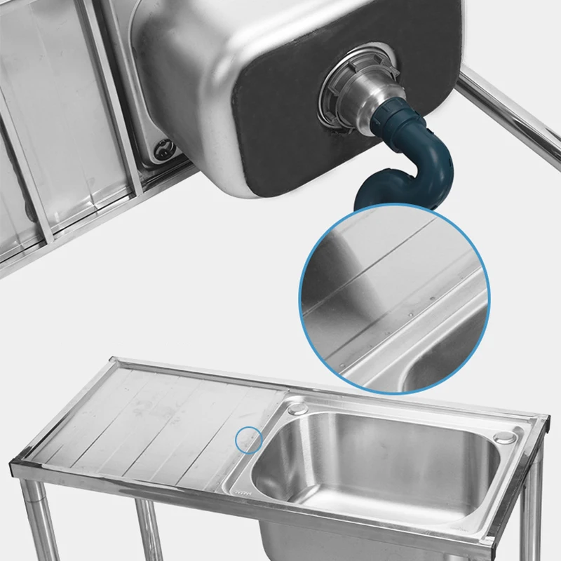 Wastafel dapur Stainless steel, wastafel dapur dengan braket, wastafel cuci piring, wastafel rumah tangga keran panas dan dingin