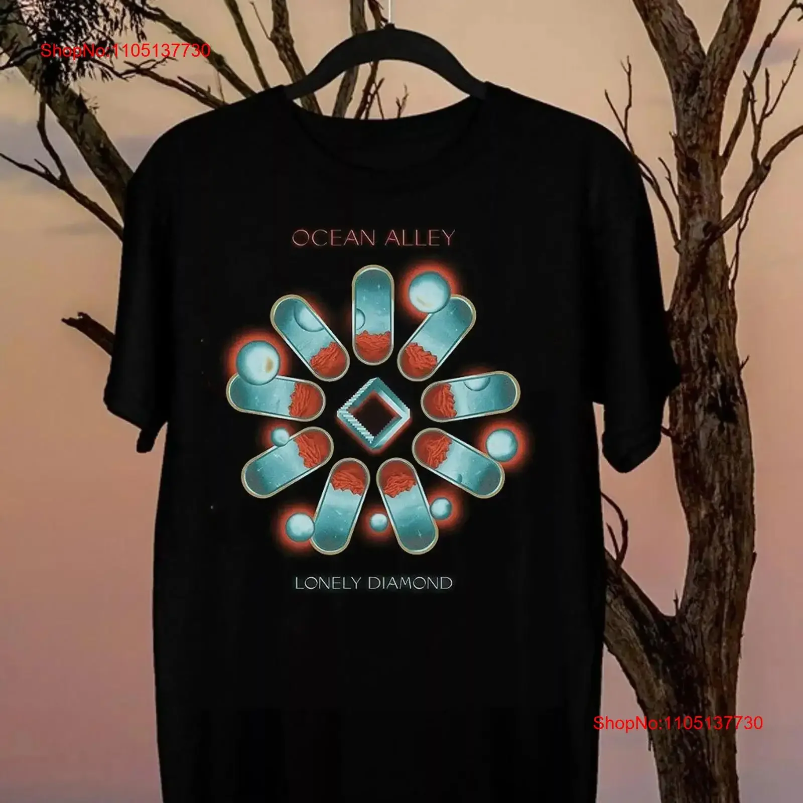 

Ocean Alley LONELY DIAMOND Черный цвет Полноразмерная футболка BL1581 винтажная стираная дизайнерская одежда Повседневная универсальная мягкая унисекс