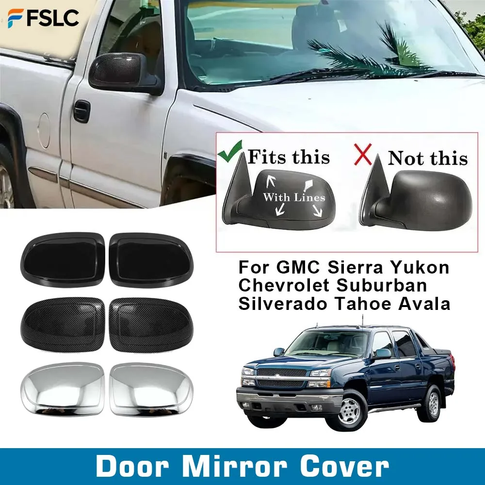 

⭐Genuine⭐ Carbon Fiber Door Mirror Cover For GMC Sierra Yukon Chevrolet Suburban Silverado Tahoe Avala Car Rearview Accessories