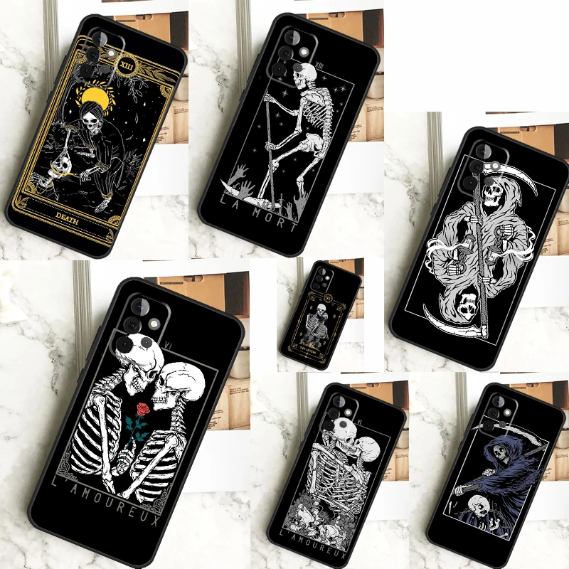 Death Tarot Case For Samsung Galaxy A55 A35 A15 A14 A34 A54 A73 A53 A33 A23 A13 A12 A32 A52 A51 Cover