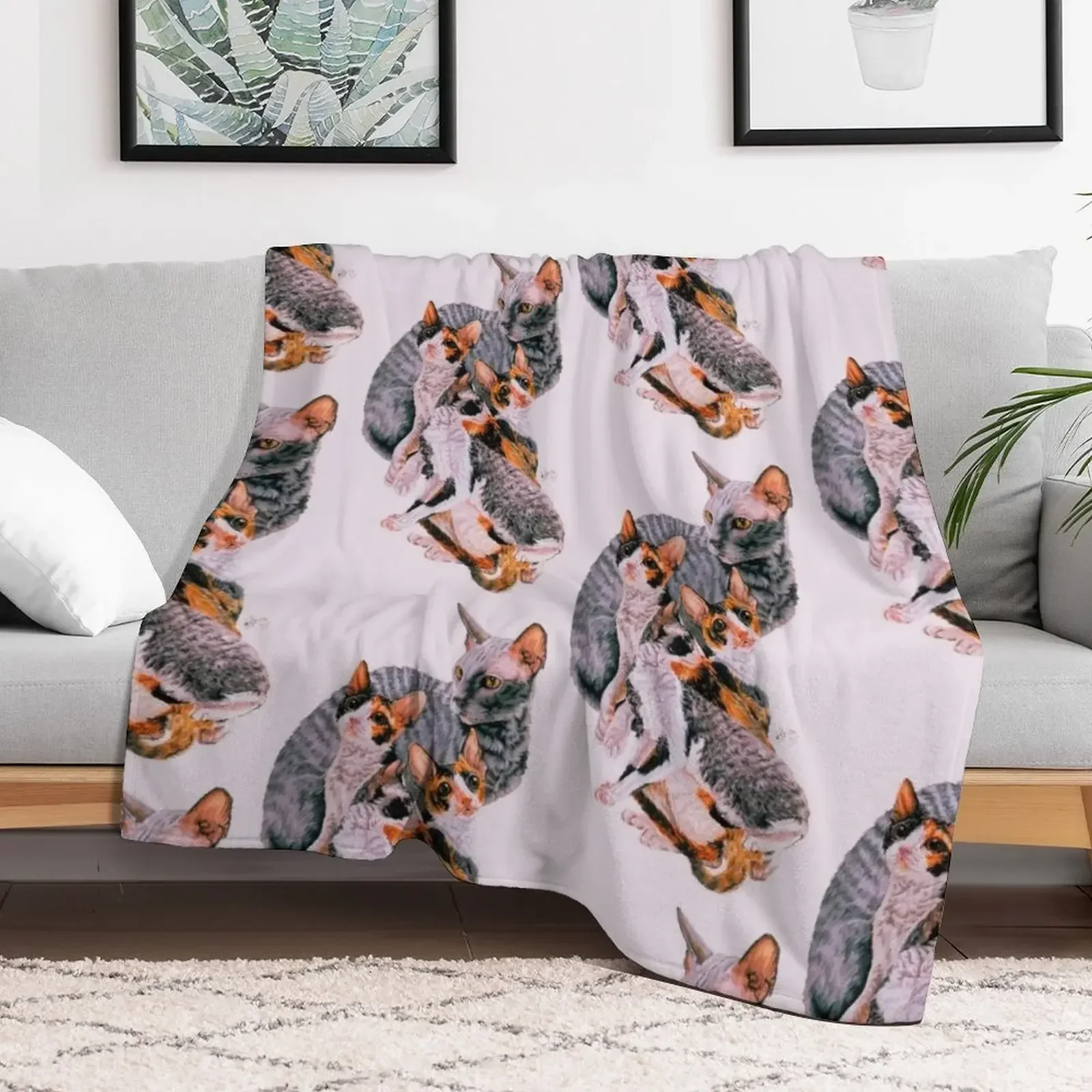 Cornish Rex Assortment Throw Blanket Luxury Thicken manga Flannel Fabric Luxury Blankets