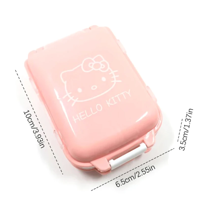 Kawaii Small Medicine Box Hello Kittys Y2K Anime Cute Portable Childrens Calcium Tablet Medicine Storage Box Toys For Girls Gift