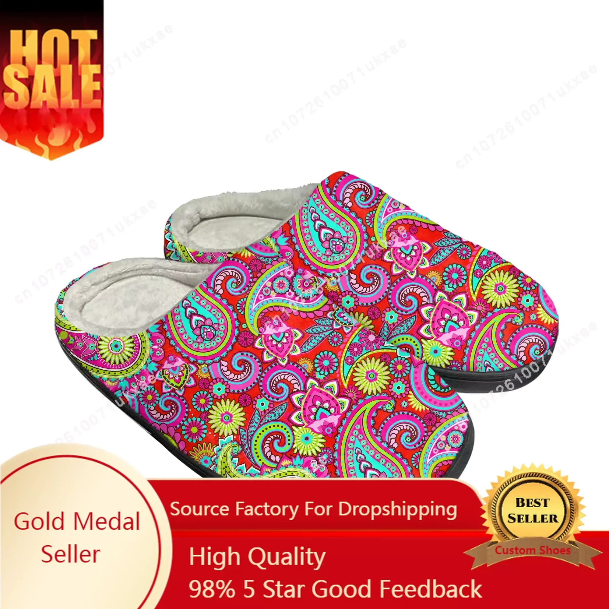 Bohemia Mandala Flower Print Home Cotton Slippers Mens Womens Plush Bedroom Casual Keep Warm Shoes Thermal Slipper Custom Shoe
