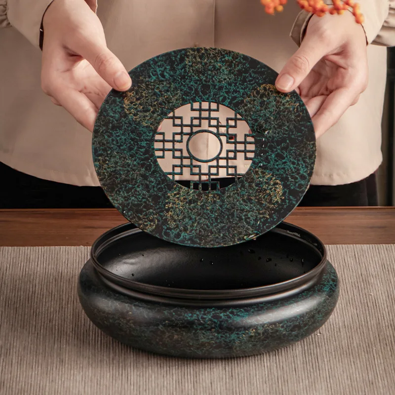 

Сухая пузырьковая тарелка для хранения воды на подшипнике, старая железная лаковая посуда для хранения воды, чайные аксессуары для домашнего японского чая кунг-фу