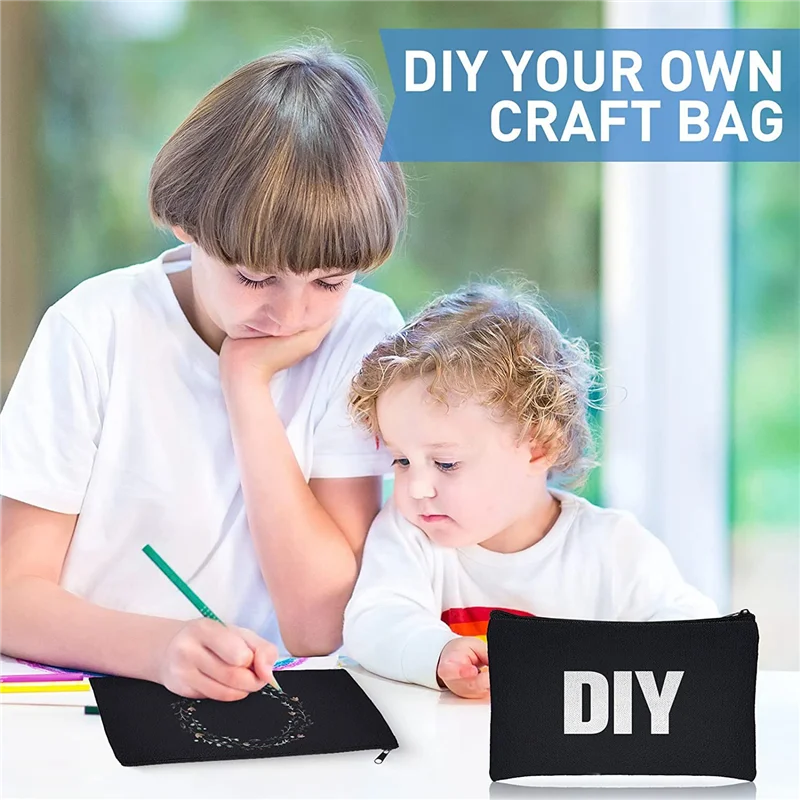 ABJG-80 แพ็คผ้าใบซิปแต่งหน้ากระเป๋าจํานวนมากดินสอกระเป๋า BLANK DIY CRAFT ผ้าใบกระเป๋าเครื่องสําอางกระเป๋า