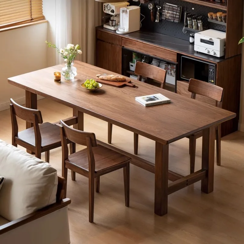 

Solid wood dining table Modern simple oak table and chairs Log dining Household dining Ash wood large board Office