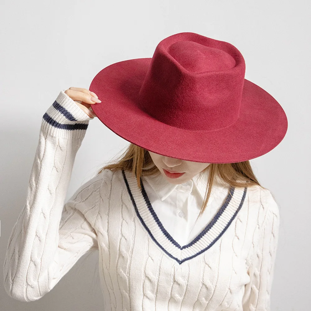 

Женская шляпа-федора USPOP из 100% шерсти с сердечком и короной, широкополая фетровая джазовая шляпа, регулируемая теплая панама