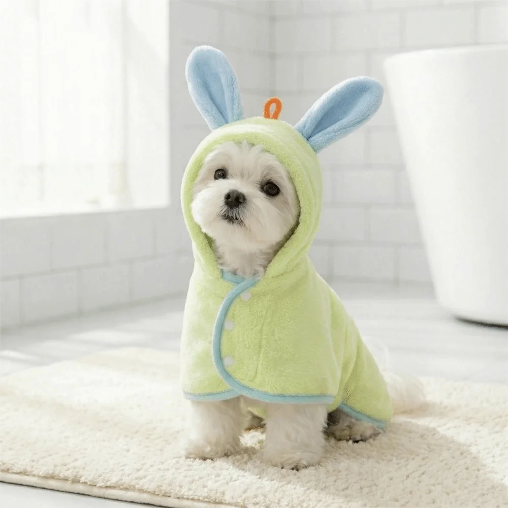 Super Absorbent Dog Hooded Bathrobe Coral Fleece Adjustable Pet Quick Drying Towel Soft Warm Microfiber Dog Towel Cat Dog - view 2