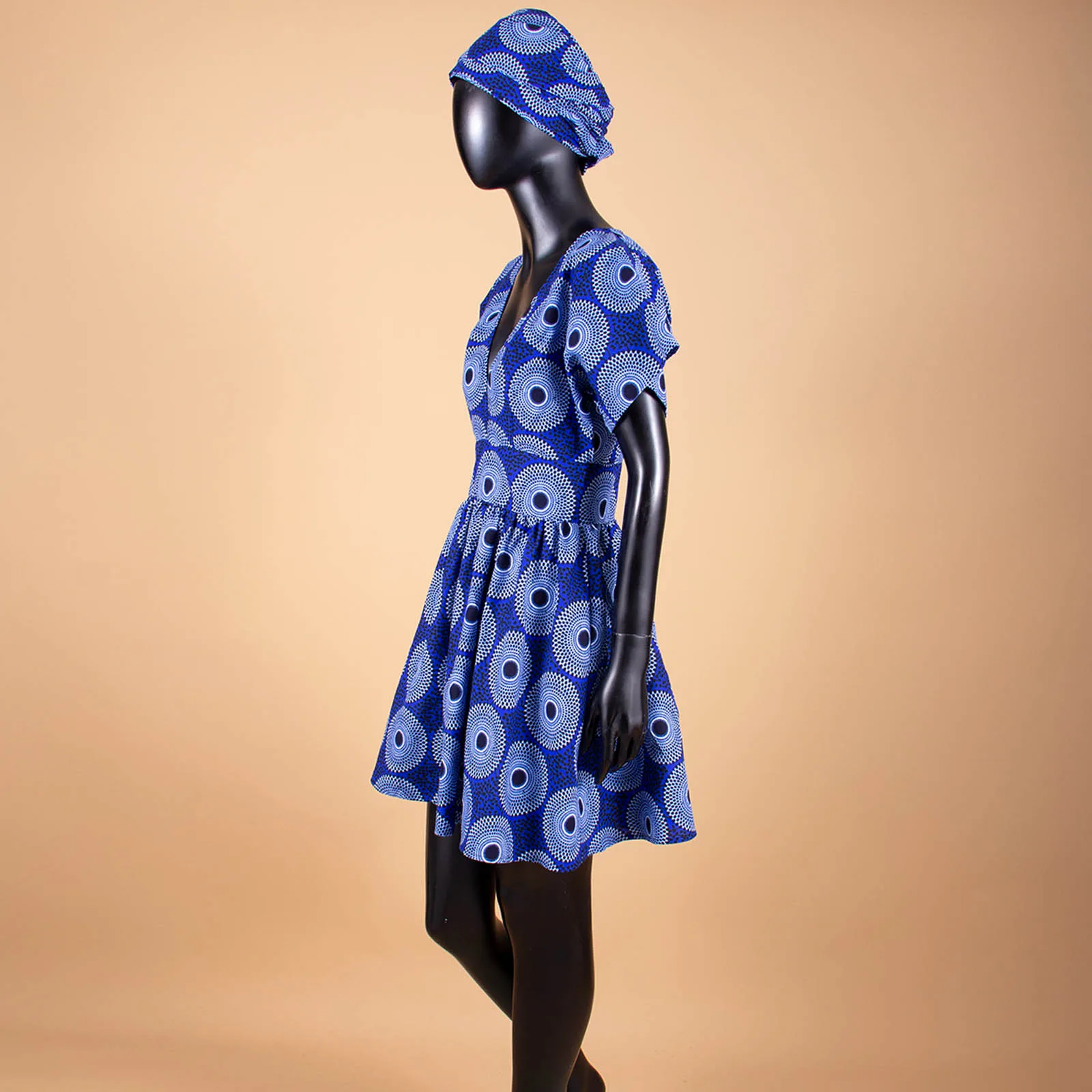 African Dresses for Women Fashion Ankara Print Party Asymmetrical Short  Sleeves Mini Skirt With Casual Head Warp Y2225058 - AliExpress 200000345