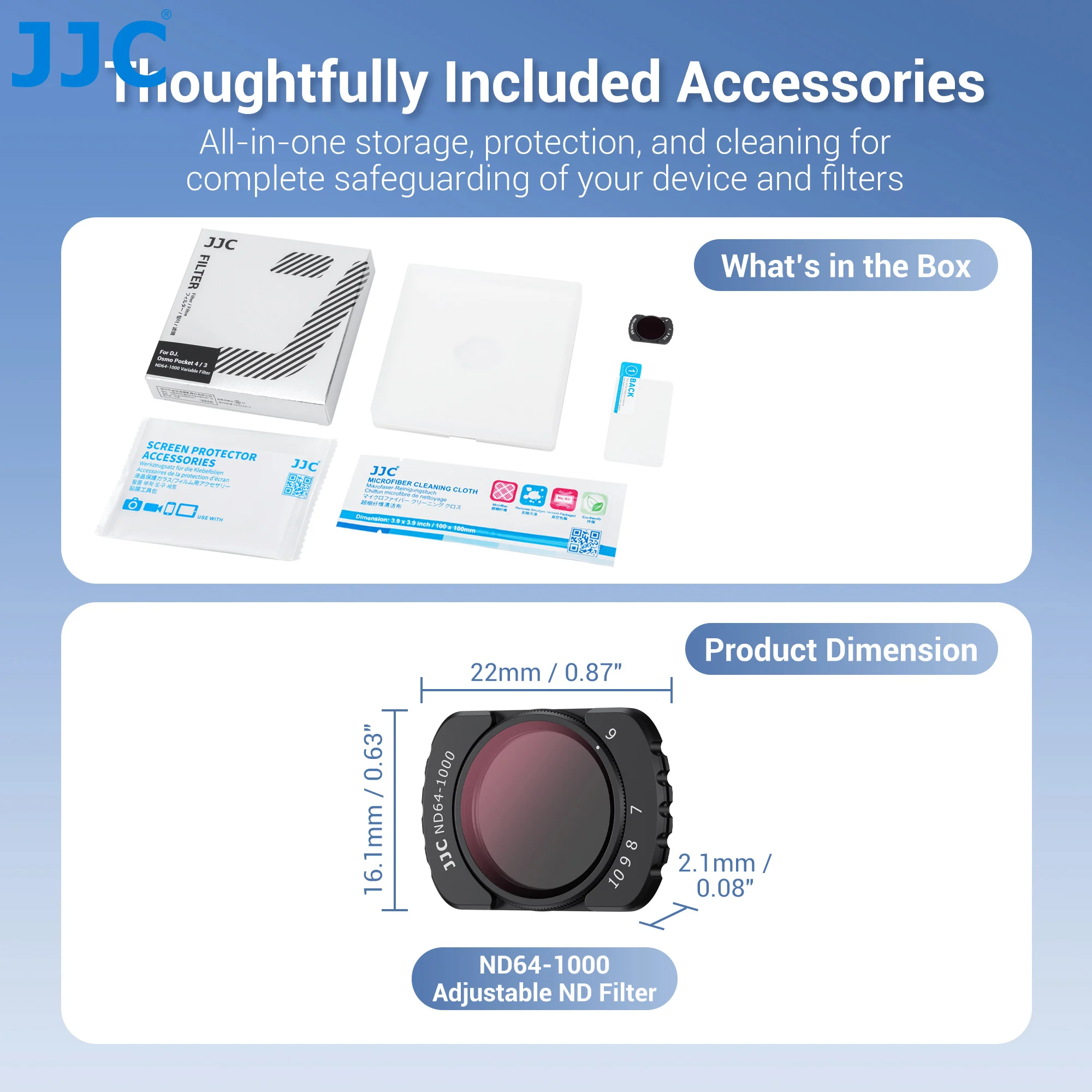 JJC F-P Serie Filter für DJI Osmo Pocket 4 3 Objektiv Magnetischer Filter 0,72x Weitwinkelobjektiv CPL UV-Filter ND2-32 Variabler Filter – Detail 16