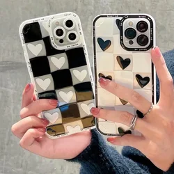 Heart Print Phone Case For Iphone 6 S 6S 7 8 Plus 11 12 13 14 Pro Max 13 Mini 11 Cute Bear Soft TPU Cover Couple Coque Capas