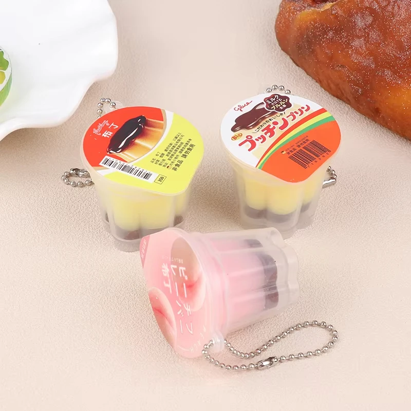 Novelty Pudding Pendant Food Play Reduce Pressure Keychain Fragrance Antistress Fidget Stress Relieving Backpack Decor