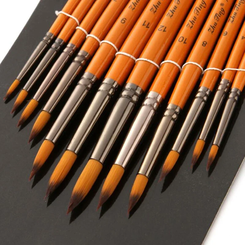 

12Pcs/Set Hook Line Pen Wooden Nylon Acrylic Artist Paint Brushes for Acrylic Watercolor Oil Painting Supplies Art Craft Kit