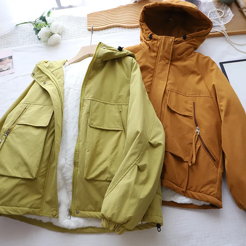 

Женское хлопковое пальто с капюшоном на подкладке, свободная повседневная парка, зимняя новая одежда, верхняя одежда, пальто