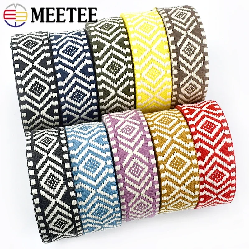 1-10Meters 38mm Jacquard Cotton Webbing for Strap Bag Belt Ribbons Camera Canvas Tape DIY Garment Bias Binding Sewing Accessorie