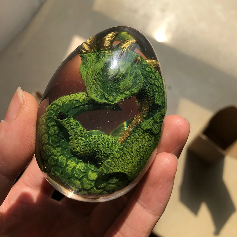 Transparent Dragon Egg Lava Dinosaur Egg Gift Ornamental Collection Souvenir Figures Sculpture Resin Embryo Fire Dragon Wyvern