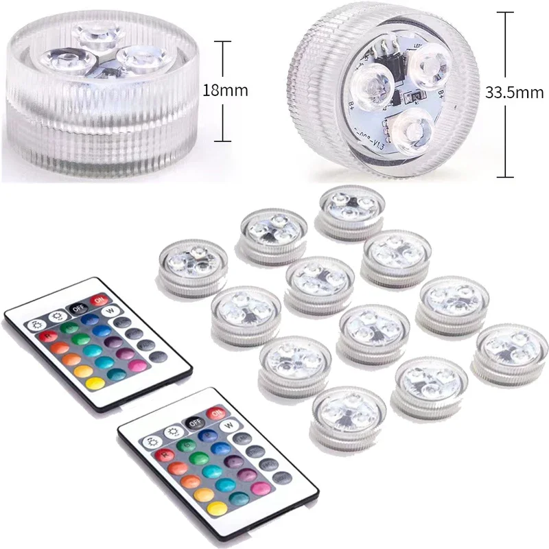 Lampu LED kolam renang 3LED Remote Control, lampu selam ikan RGB, lampu bawah air untuk vas akuarium