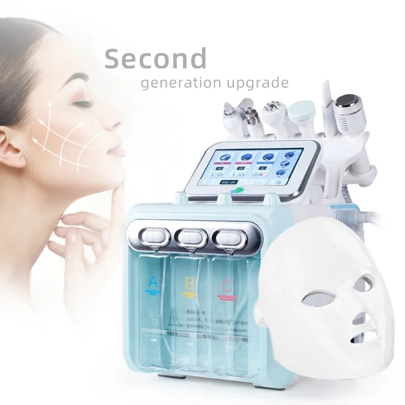 High Quality Multifunction 7 in 1 Hydrogen  Small Bubble Cleaning Instrument with pdt led therapy mask