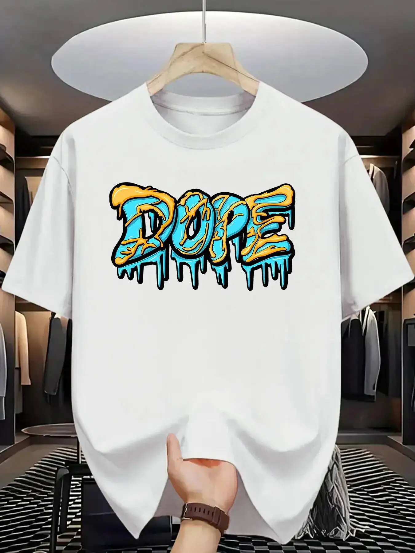 Best-Selling Men's And Women's Summer T-Shirt, With Droplet-Shaped Letter Pattern Print, Comfortable Top 100% Cotton Trendy Y2K