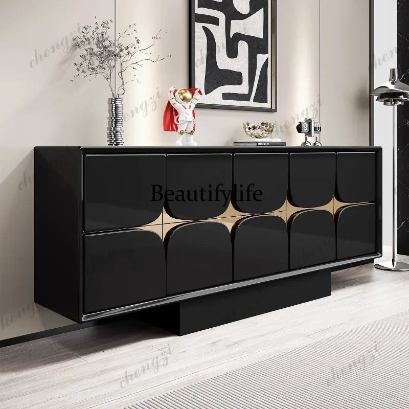 D1089 Italian light luxury door cabinet modern minimalist solid wood decoration storage dining side cabinet bedroom bedside cabi - view 2