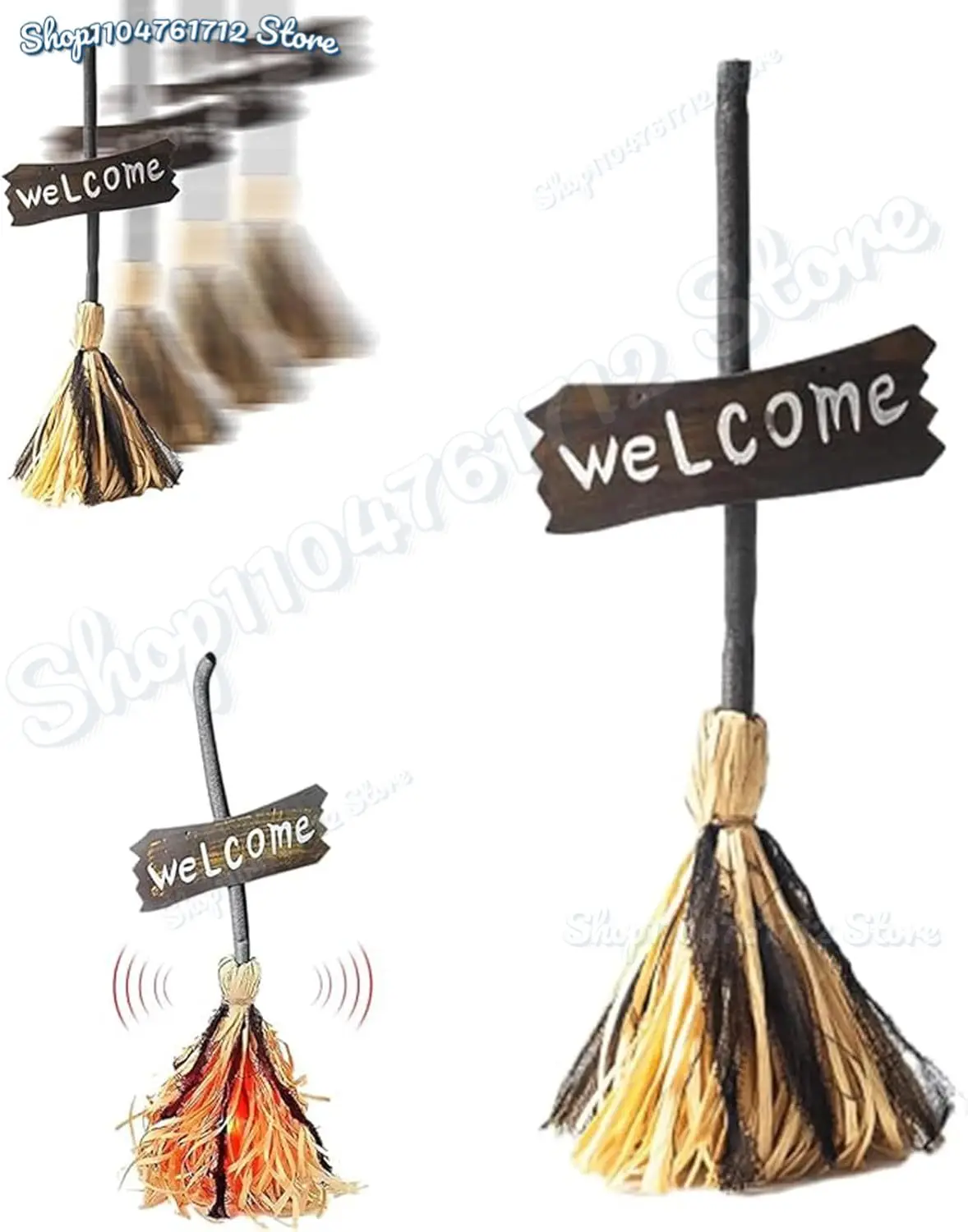 

2025 New Floating Broom Halloween,Floating Witch Broom,Sound & Touch Activated Dancing Witch Brooms with Lights & Spooky Sounds