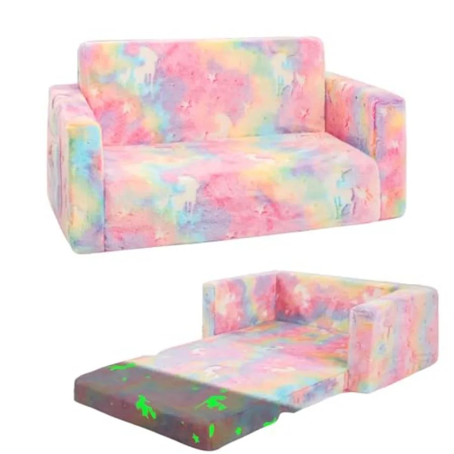 

Toddler Chair Comfy2-in-1 Soft Toddler Couch Fold Out for Convertible Sofa to Lounger Gift for Girls and Boys Birthday