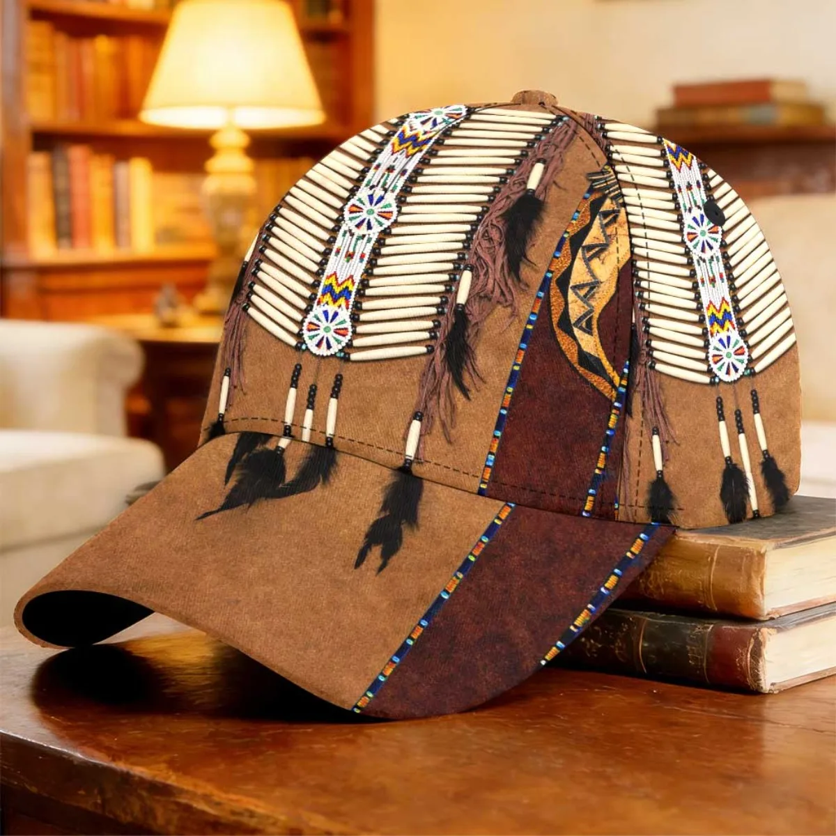 Tribal Decor Pattern Baseball Cap Father's Day Gift Full Print Pattern Foldable Walking Holiday Gift Curved Brim Cap Gardening